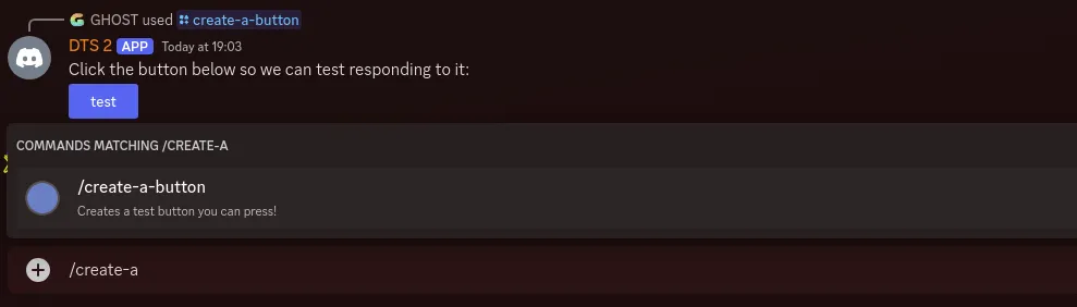 shows that after running the command we have a button in the chat